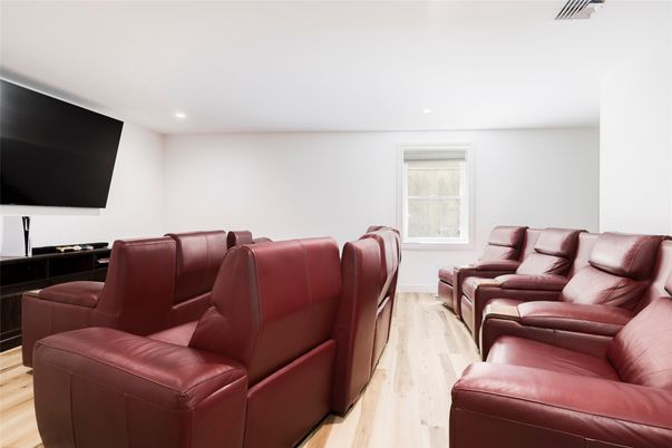 Home Theatre Room, Interior, Recessed Lighting, Theatre Room, Wood Texture Flooring