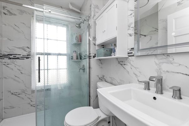 Bathroom, Glass Shower, Interior, Marble Walls