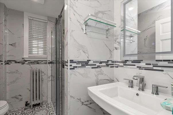 Bathroom, Glass Shower, Interior, Marble, Marble Walls