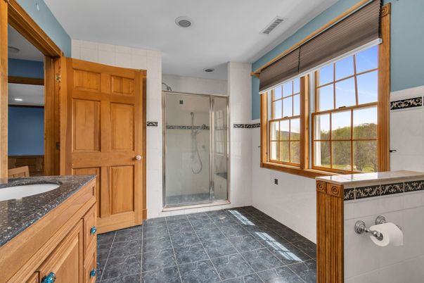Bathroom, Glass Shower, Interior, Recessed Lighting