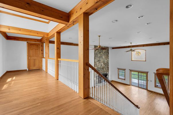 Interior, Recessed Lighting, Stone Walls, Wooden Beams, Wood Texture Flooring