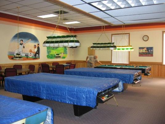 Billiard Table, Game Room, Interior, Pendant Lights