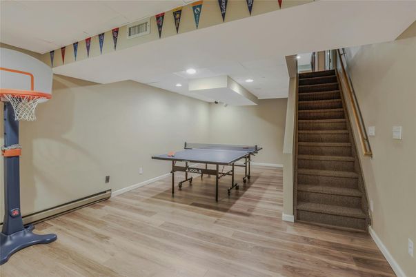 Game Room, Interior, Recessed Lighting, Wood Texture Flooring