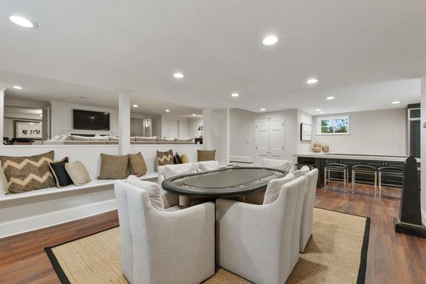 Dining room, Interior, Kitchen, Living room, Recessed Lighting, Wood Texture Flooring