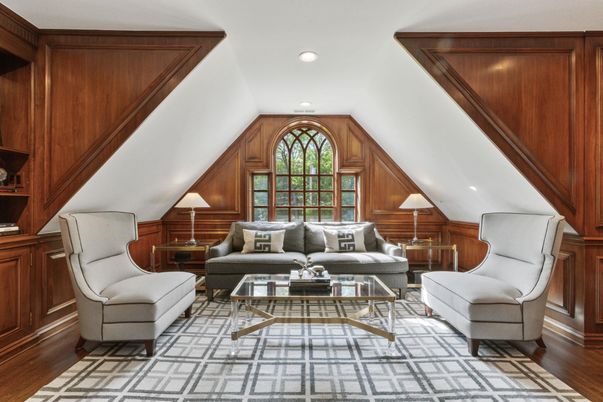 Interior, Living room, Recessed Lighting, Wood Texture Flooring, Wooden Walls