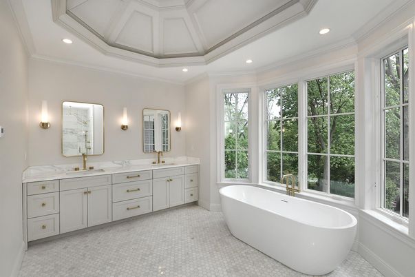 Bathroom, Dual Sink Vanities, Free Standing Baths, Interior, Recessed Lighting