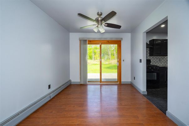 Empty room, Interior, Kitchen, Recessed Lighting, Wood Texture Flooring
