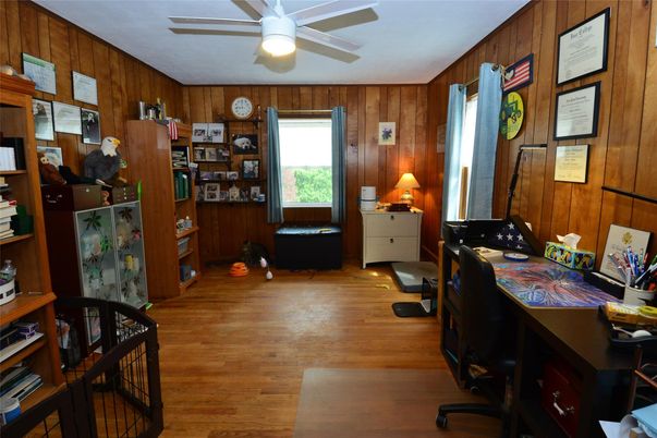 Home Office, Interior, Wood Texture Flooring, Wooden Walls