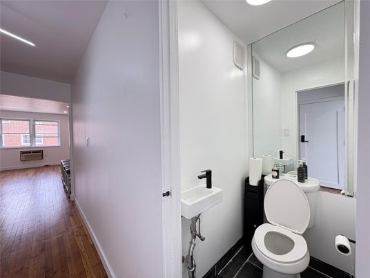 Bathroom, Interior, Recessed Lighting, Wood Texture Flooring