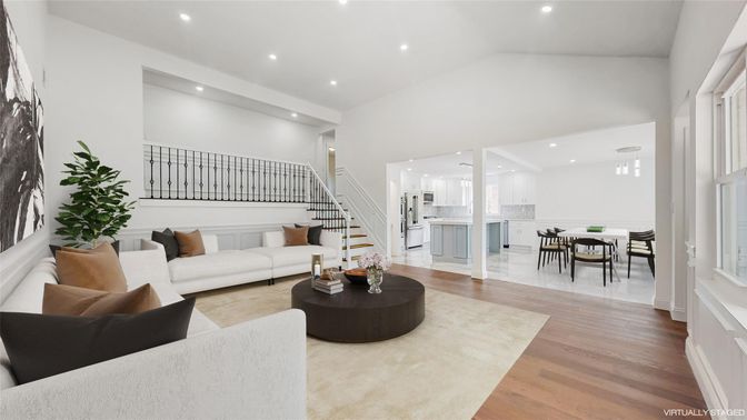 Dining room, Interior, Kitchen, Living room, Pendant Lights, Recessed Lighting, Wood Texture Flooring