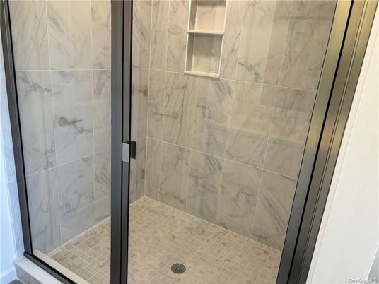 Bathroom, Glass Shower, Interior, Marble Walls