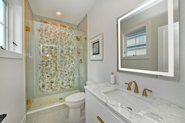 Bathroom, Glass Shower, Interior, Recessed Lighting
