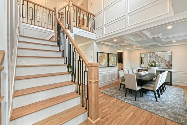 Dining room, Interior, Recessed Lighting, Wood Texture Flooring