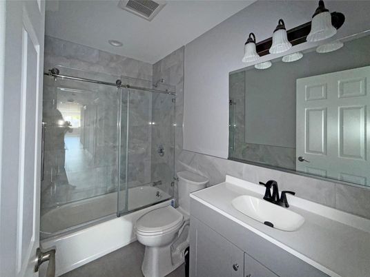 Bathroom, Glass Shower, Interior, Recessed Lighting