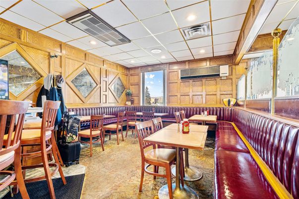 Dining room, Interior, Recessed Lighting, Wooden Walls