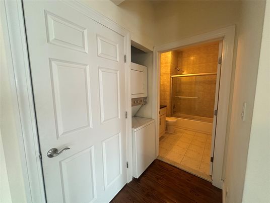 Bathroom, Interior, Washer, Wood Texture Flooring
