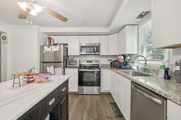 Interior, Kitchen, Stainless Steel Appliances, Wood Texture Flooring
