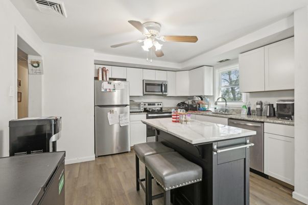 Interior, Kitchen, Stainless Steel Appliances, Wood Texture Flooring