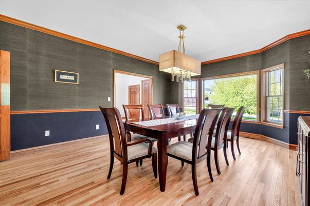 Chandelier, Dining room, Interior, Wood Texture Flooring