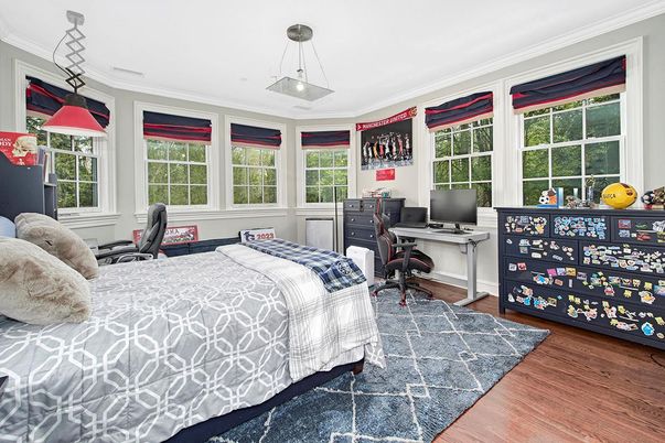 Bedroom, Home Office, Interior, Pendant Lights, Wood Texture Flooring