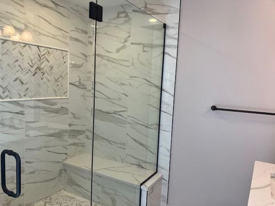 Bathroom, Glass Shower, Interior, Marble Walls