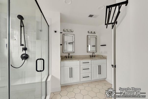 Bathroom, Dual Sink Vanities, Glass Shower, Interior