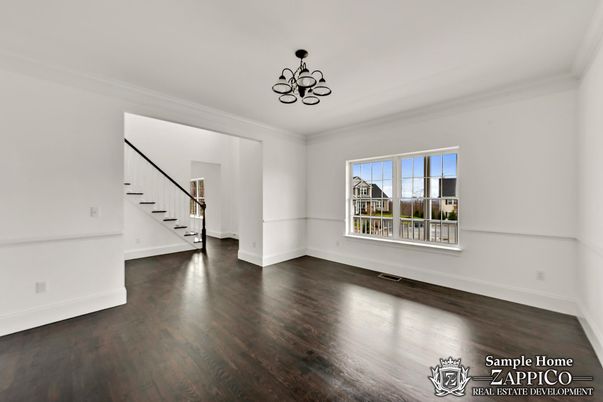 Empty room, Interior, Pendant Lights, Wood Texture Flooring