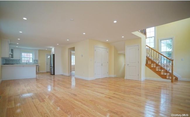 Empty room, Interior, Kitchen, Recessed Lighting, Wood Texture Flooring
