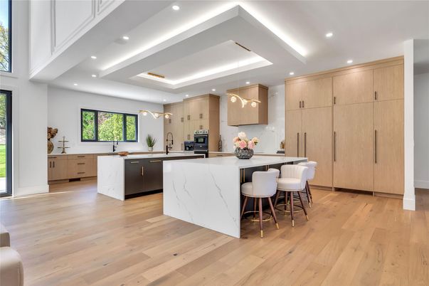 Interior, Kitchen, Pendant Lights, Recessed Lighting, Wood Texture Flooring