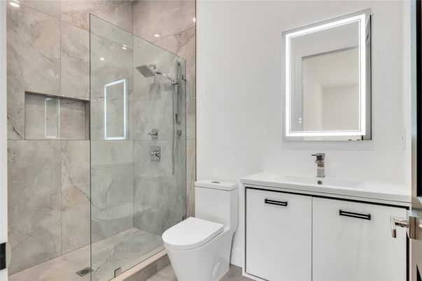 Bathroom, Glass Shower, Interior, Marble Walls