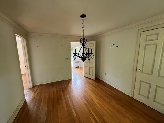 Empty room, Interior, Pendant Lights, Wood Texture Flooring