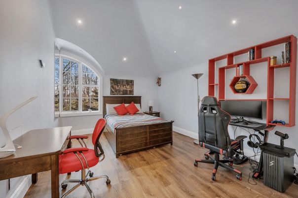 Bedroom, Home Office, Interior, Recessed Lighting, Wood Texture Flooring