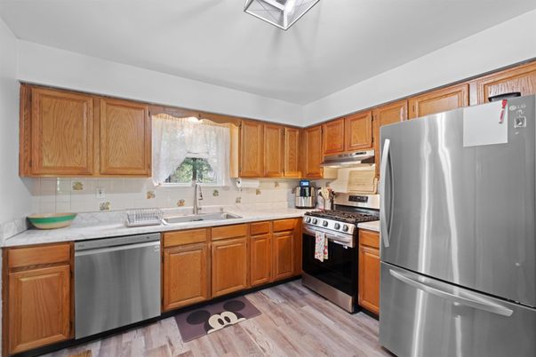Interior, Kitchen, Stainless Steel Appliances, Wood Texture Flooring