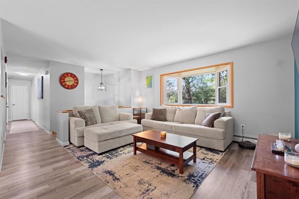 Interior, Living room, Pendant Lights, Wood Texture Flooring