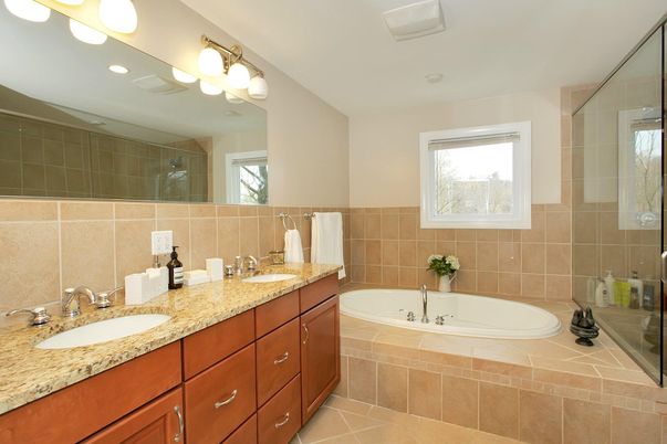 Bathroom, Dual Sink Vanities, Glass Shower, Interior