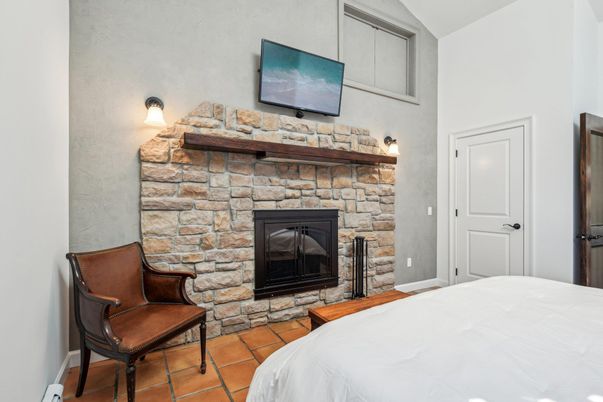 Bedroom, Fireplace, Interior, Stone Walls