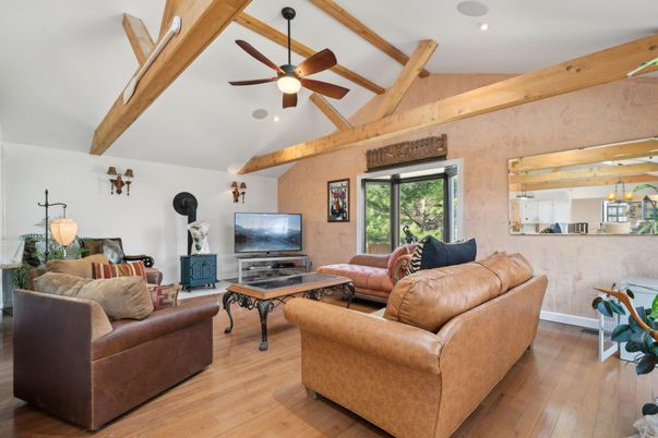 Interior, Living room, Recessed Lighting, Wooden Beams, Wood Texture Flooring