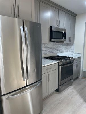 Interior, Kitchen, Stainless Steel Appliances, Wood Texture Flooring