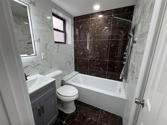 Bathroom, Interior, Marble Walls, Recessed Lighting