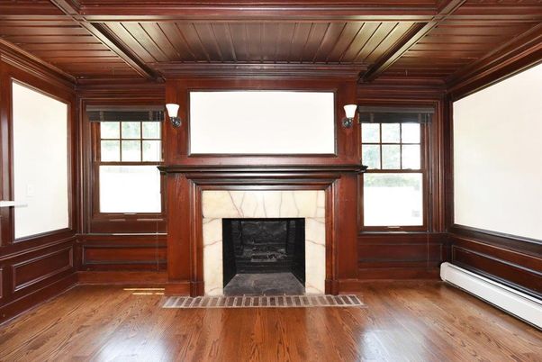 Empty room, Fireplace, Interior, Wooden Beams, Wooden Ceilings, Wood Texture Flooring, Wooden Walls