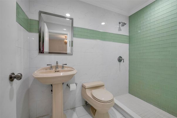Bathroom, Interior, Marble Walls, Recessed Lighting