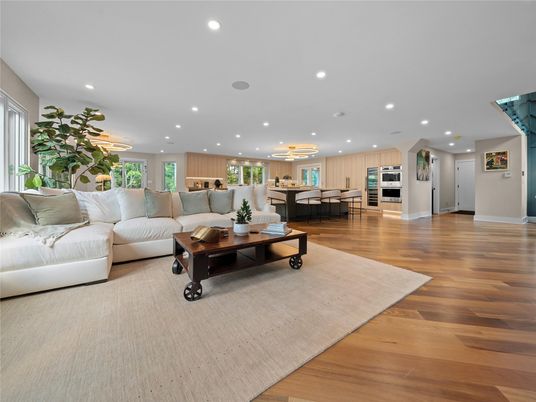 Interior, Kitchen, Living room, Pendant Lights, Recessed Lighting, Stainless Steel Appliances, Wood Texture Flooring