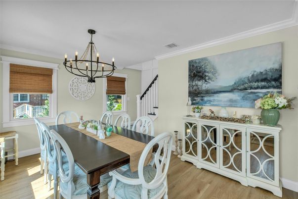 Chandelier, Dining room, Interior, Wood Texture Flooring