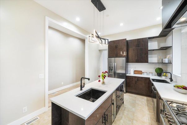 Interior, Kitchen, Pendant Lights, Recessed Lighting, Stainless Steel Appliances