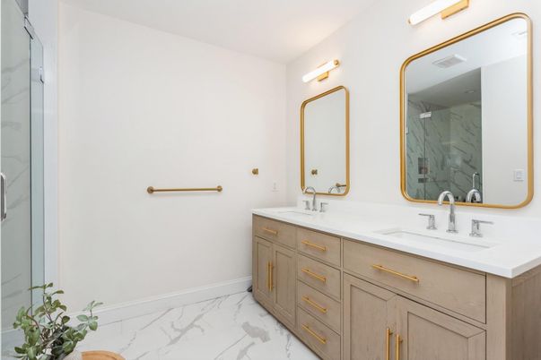 Bathroom, Dual Sink Vanities, Interior, Marble, Marble Walls