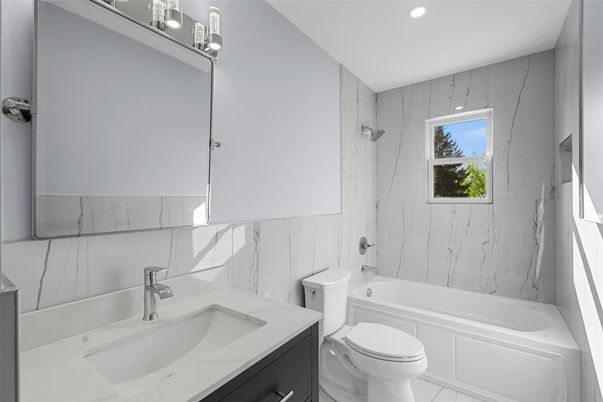 Bathroom, Interior, Marble Walls, Recessed Lighting