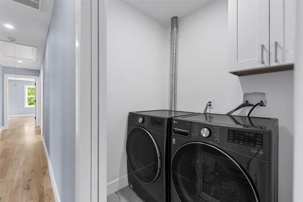 Interior, Recessed Lighting, Utility Closets, Washer, Wood Texture Flooring