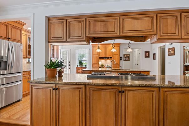 Interior, Kitchen, Pendant Lights, Stainless Steel Appliances, Wood Texture Flooring