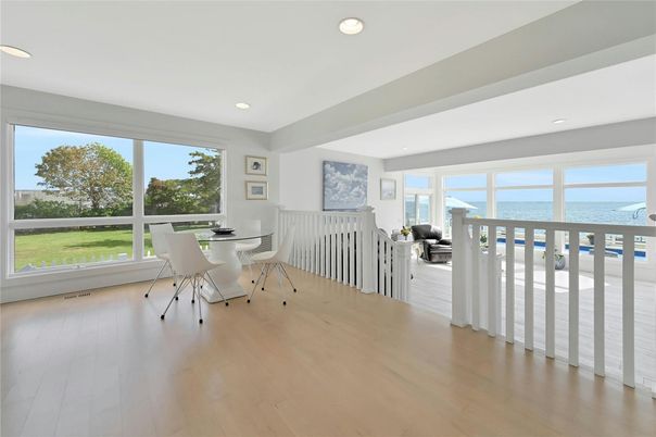 Dining room, Interior, Recessed Lighting, Water, Wood Texture Flooring