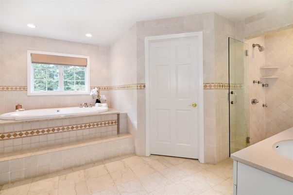 Bathroom, Glass Shower, Interior, Recessed Lighting